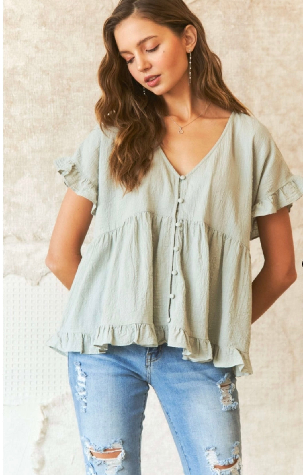 Adora Loose Fit Ruffle Blouse