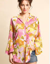 GiGio Floral print dolman sleeve button down shirt