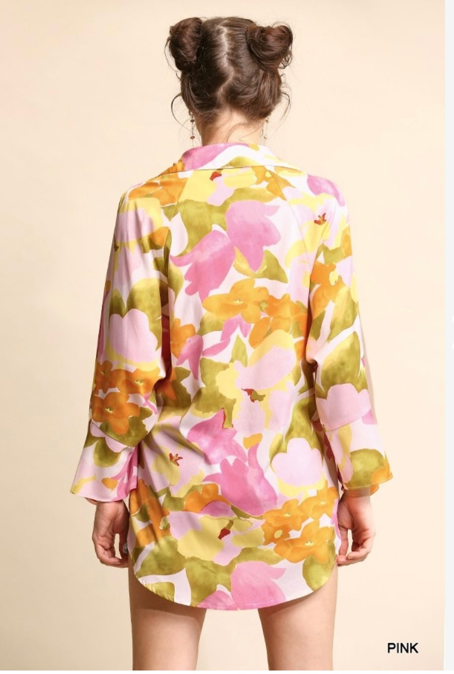 GiGio Floral print dolman sleeve button down shirt