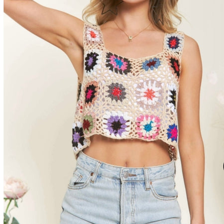 Cropped crochet tank