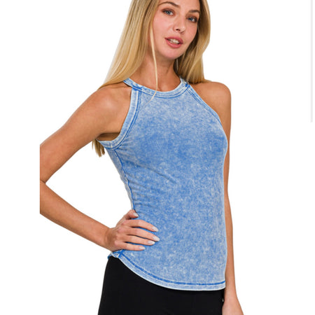 Washed ribbed cami Top