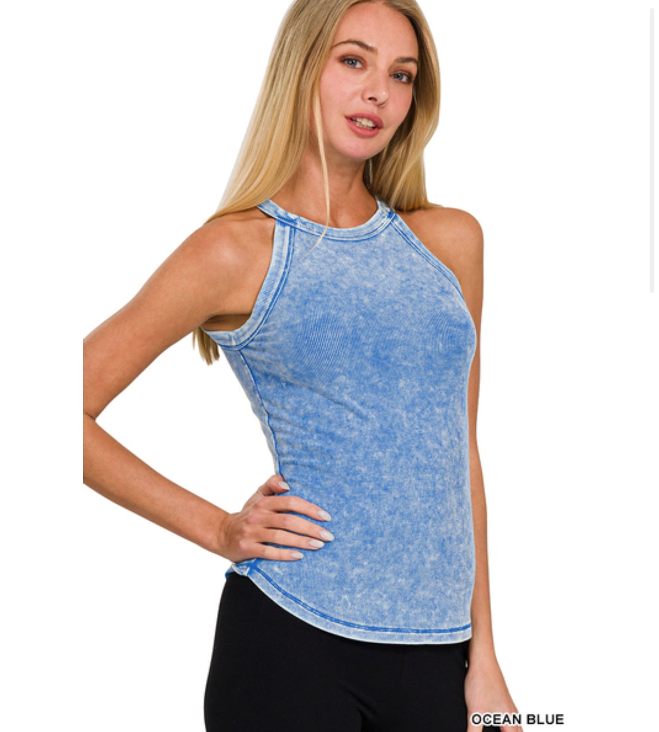 Washed ribbed cami Top