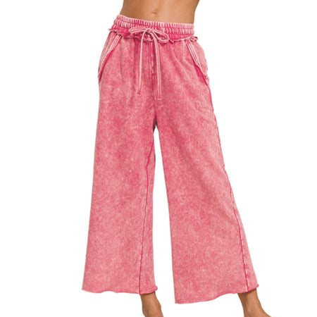 Washed Terry Palazzo Pants