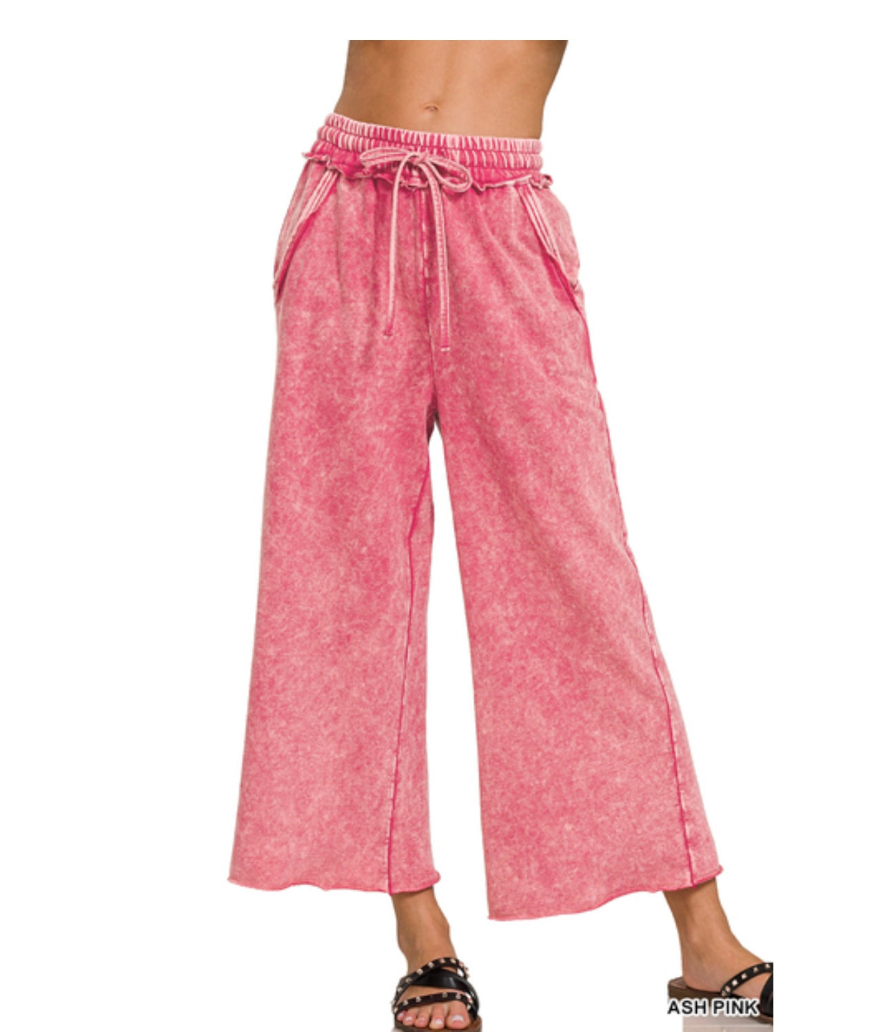 Washed Terry Palazzo Pants