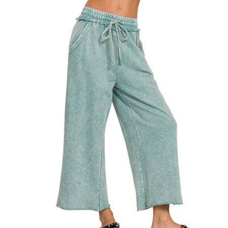 Washed Terry Palazzo Pants