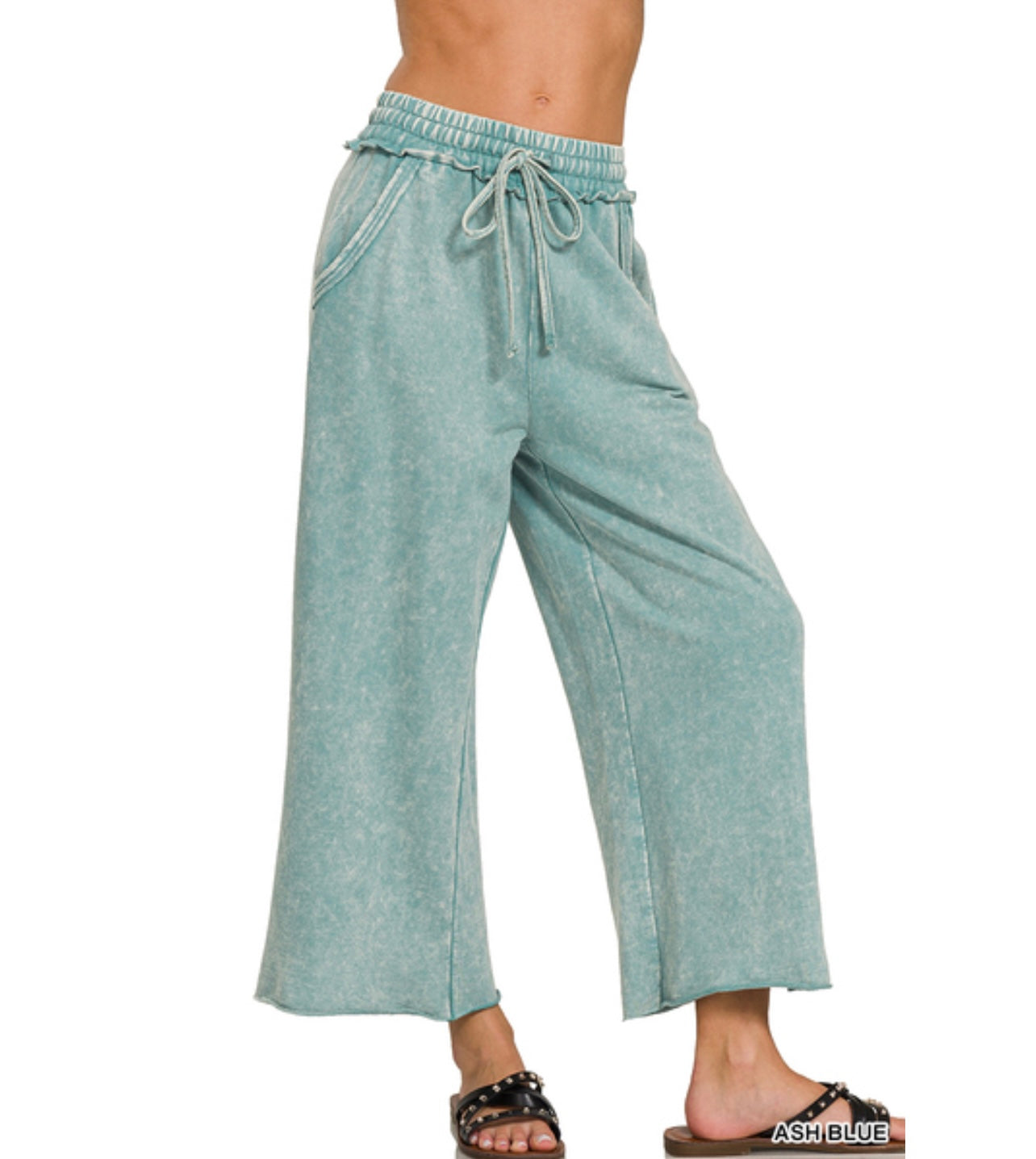 Washed Terry Palazzo Pants