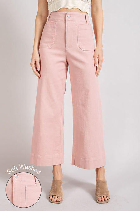 Soft washed wide leg pants