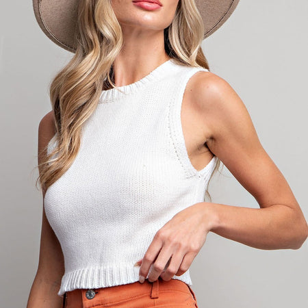 Cropped knit tank top