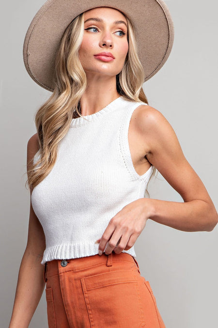 Cropped knit tank top