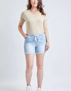 Denim fray hem  jogger shorts