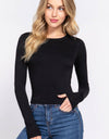 Long Sleeve Crew Neck Two Ply Rayon Spandex Jersey Top