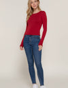 Long Sleeve Crew Neck Two Ply Rayon Spandex Jersey Top