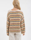 MULTICOLOR CREWNECK KNIT PULLOVER SWEATER