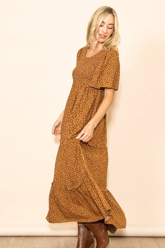 Fall In Love Smocked Flare Maxi Dress