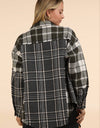 NJ90261-Mixed Plaid Oversized Casual Shacket Jacket