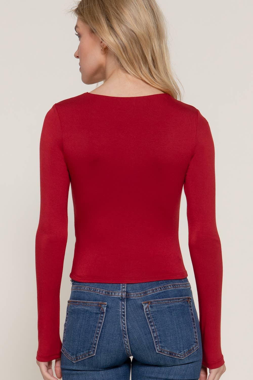 Long Sleeve Crew Neck Two Ply Rayon Spandex Jersey Top