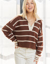 CESW3582 - STRIPED POLO SWEATER TOP