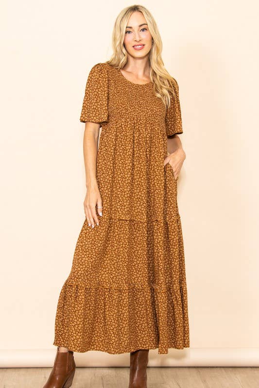 Fall In Love Smocked Flare Maxi Dress