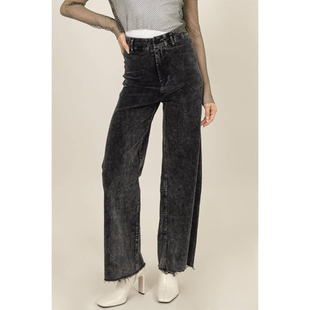 HF24C992-WASHED CORDUROY FLARE LEG PANTS