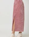 60742 Washed Front Slit Corduroy Skirt