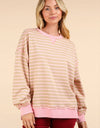 NT11927-Stripe Comfy Casual Oversized Knit Top