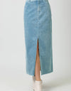 60742 Washed Front Slit Corduroy Skirt