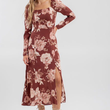 Burgandy Floral dress