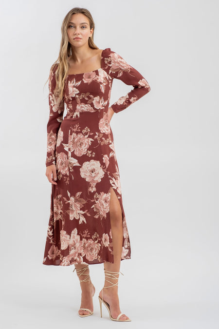 Burgandy Floral dress