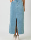 60742 Washed Front Slit Corduroy Skirt