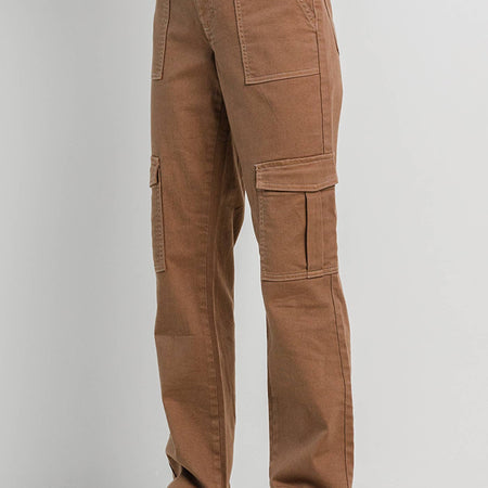 Taupe Straight Cargo Pants