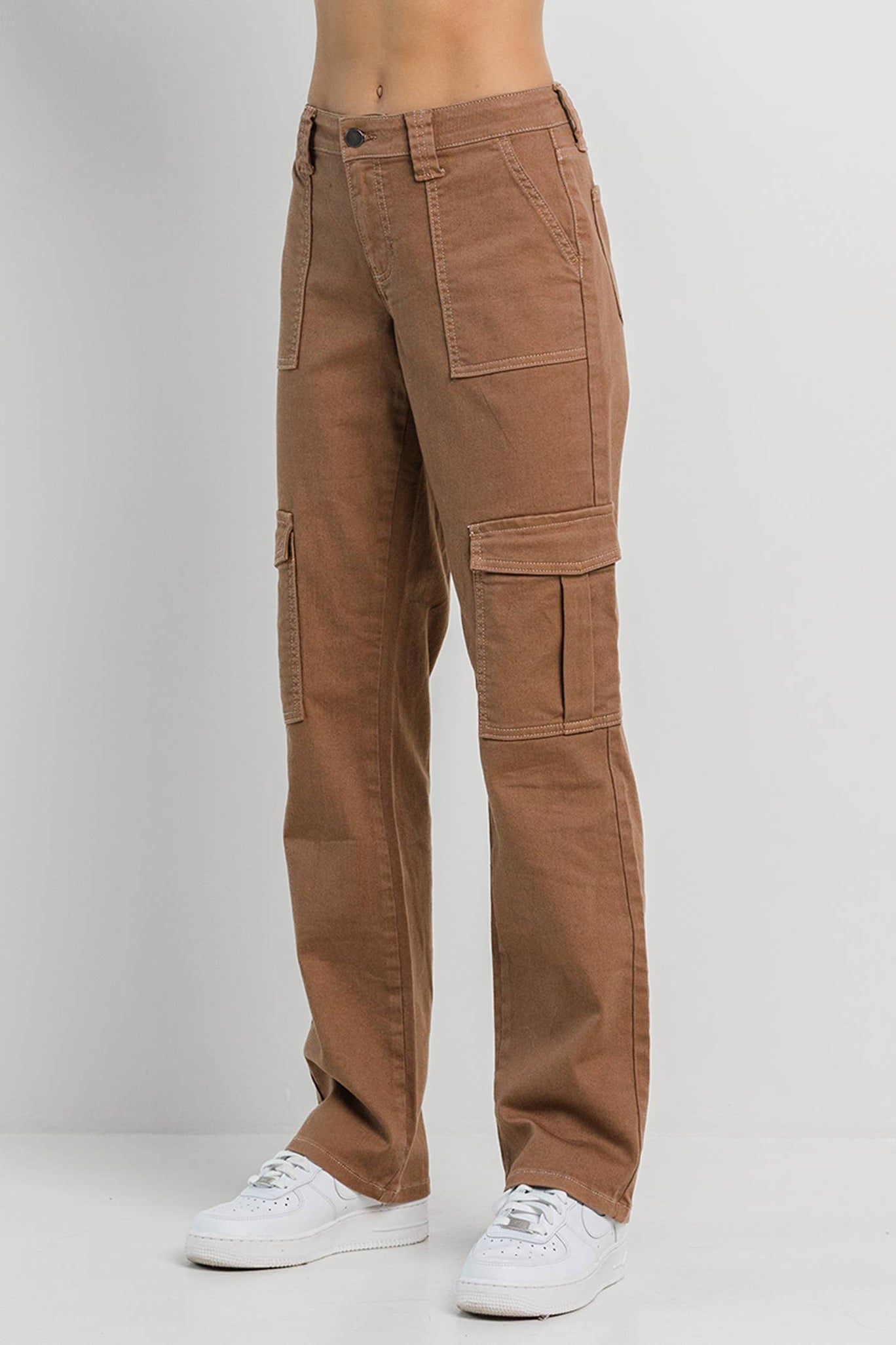 Taupe Straight Cargo Pants