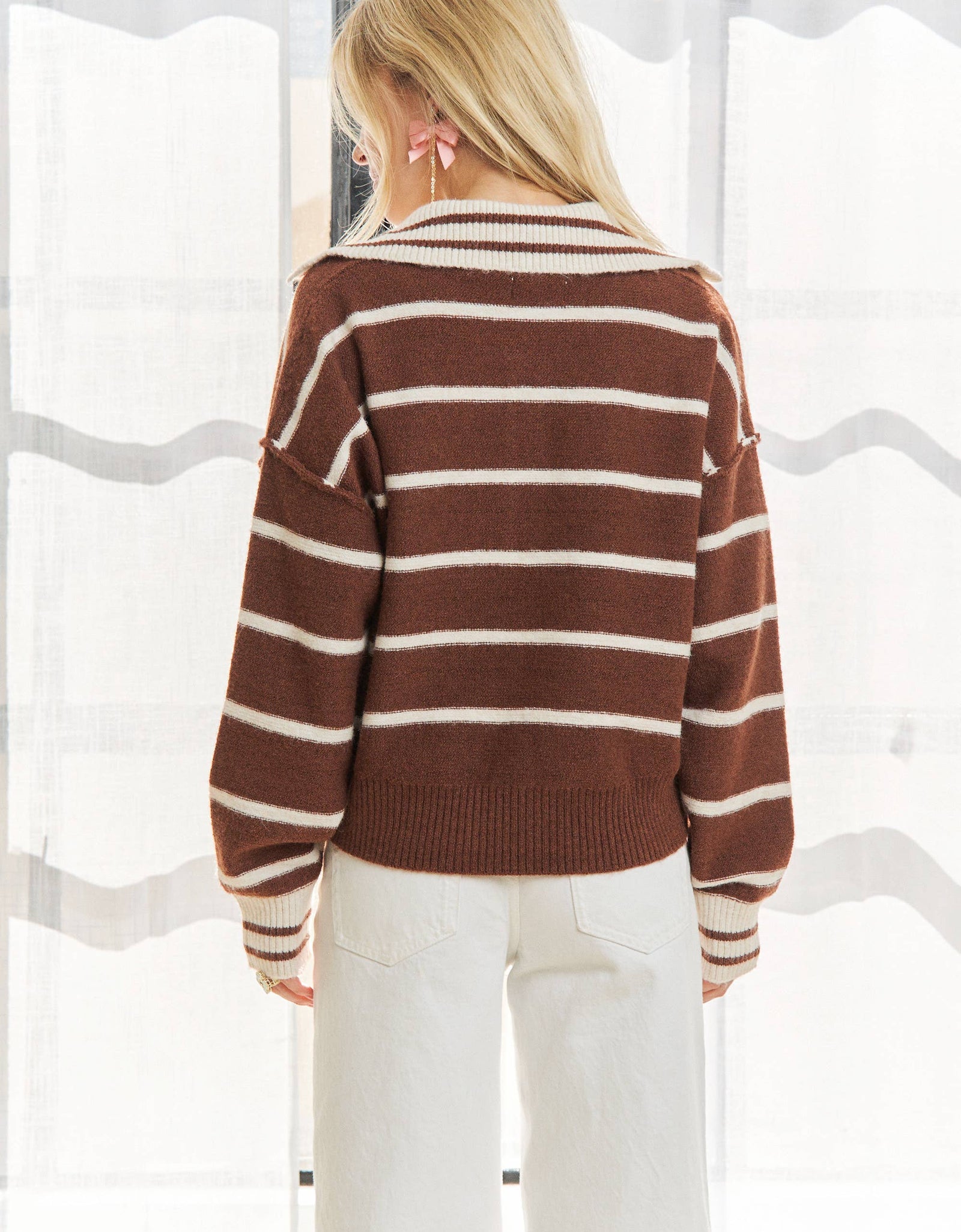 CESW3582 - STRIPED POLO SWEATER TOP