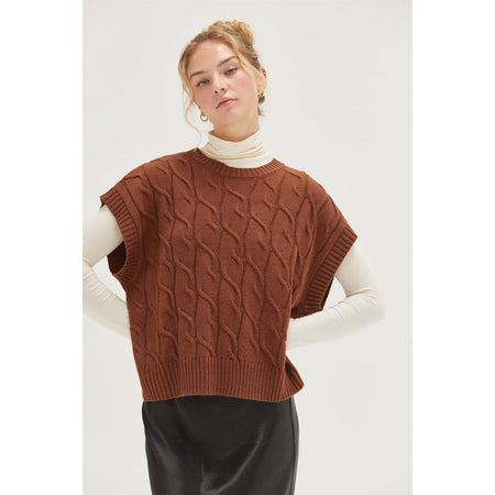 DZ24E945-OVERSIZED CABLE KNIT SWEATER VEST