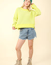 12W3092N-Two Tone Striped Casual Stripe Sweater Top