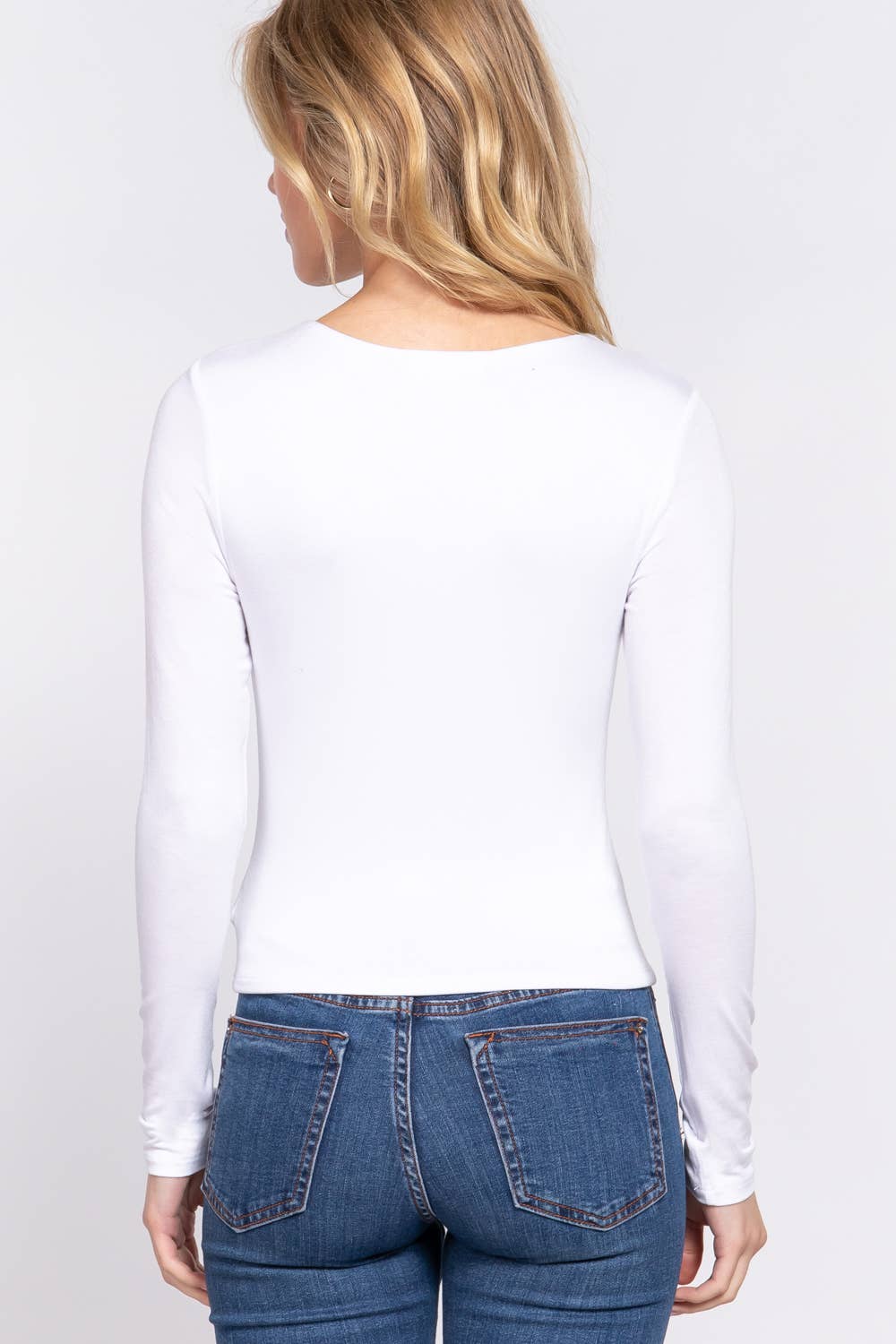 Long Sleeve Crew Neck Two Ply Rayon Spandex Jersey Top