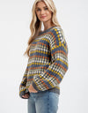 MULTICOLOR CREWNECK KNIT PULLOVER SWEATER