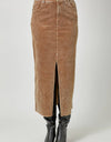 60742 Washed Front Slit Corduroy Skirt