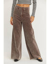 HF24C992-WASHED CORDUROY FLARE LEG PANTS