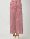 60742 Washed Front Slit Corduroy Skirt