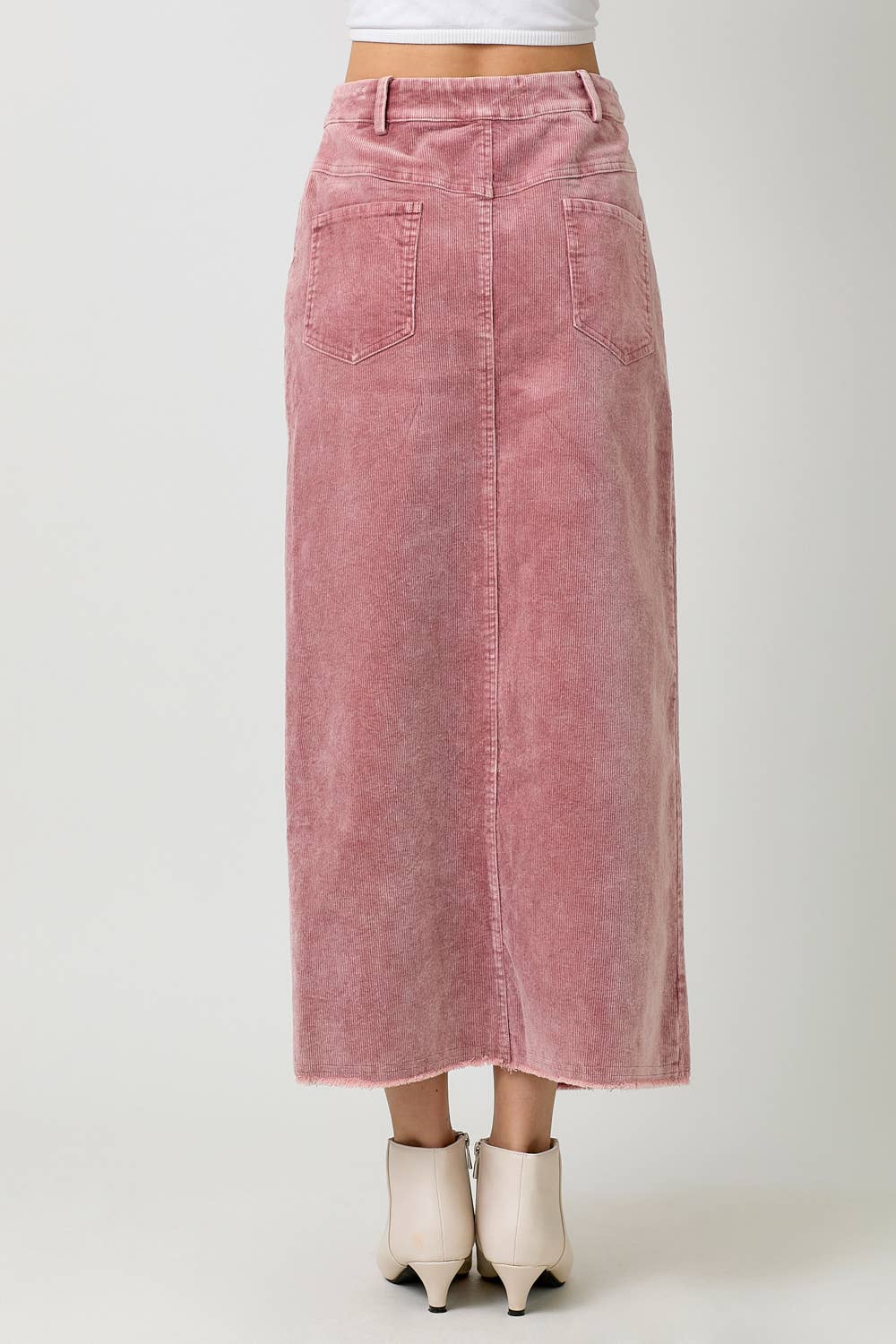 60742 Washed Front Slit Corduroy Skirt