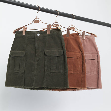 20211-Utility Corduroy Mini Skirt