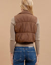 COLLARED ZIP UP CROPPED PUFFER VEST