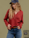 SOLID NOTCH NECK KNIT TOP