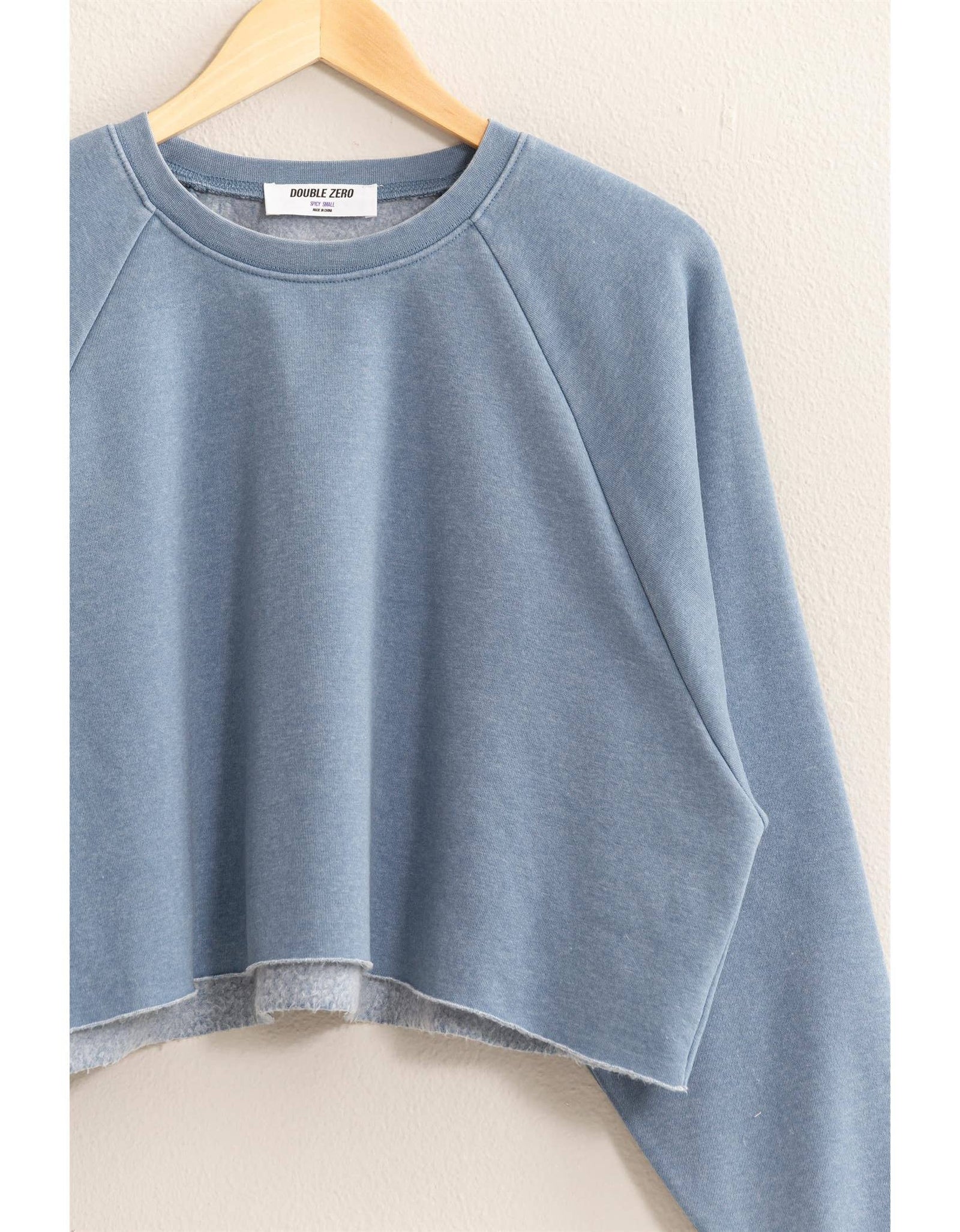 DZ25A138-Raw Hem Cropped Sweatshirt