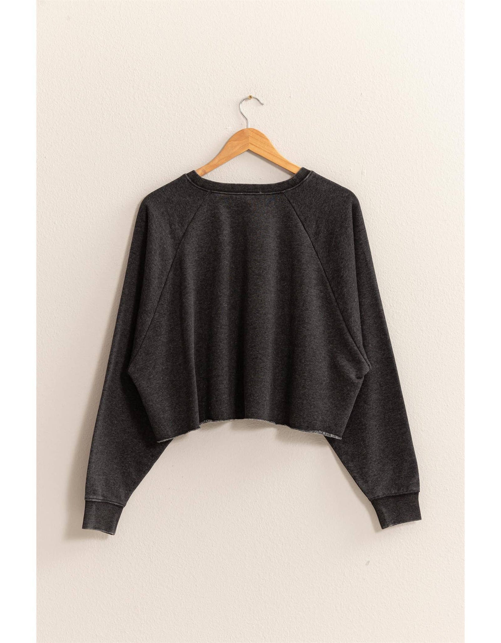 DZ25A138-Raw Hem Cropped Sweatshirt