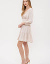 RUFFLE V NECK LONG SLEEVE MINI DRESS