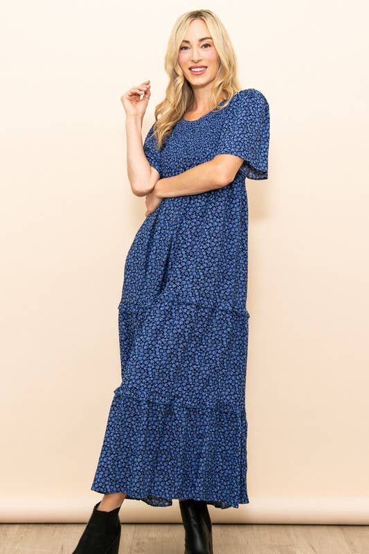 Fall In Love Smocked Flare Maxi Dress