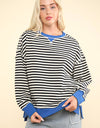 NT11927-Stripe Comfy Casual Oversized Knit Top