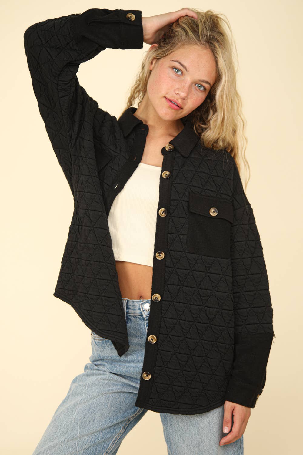 NT11775-Oversized Quilted Cozy Shacket Jacket