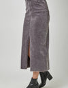 60742 Washed Front Slit Corduroy Skirt